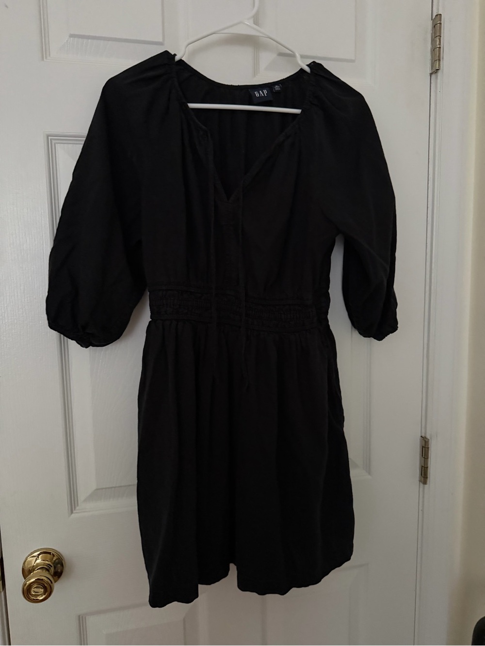 Gap - Babydoll Tie Front Dress - Black - Medium
